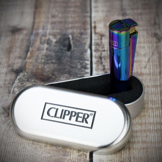 Clipper Refillable Jet Lighter with Tin in Icy