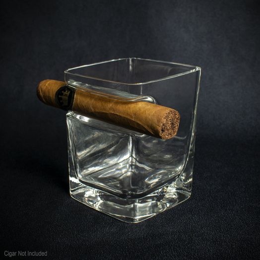 Glass Whisky Tumbler and Cigar Holder