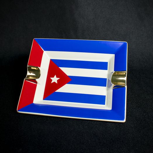 Ceramic Cigar Ashtray Cuban Flag - 2 Rests