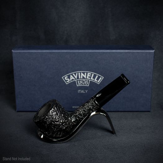 Savinelli Mini -  Black Rusticated Briar Smoking Pipe - Shape 128 (6mm)