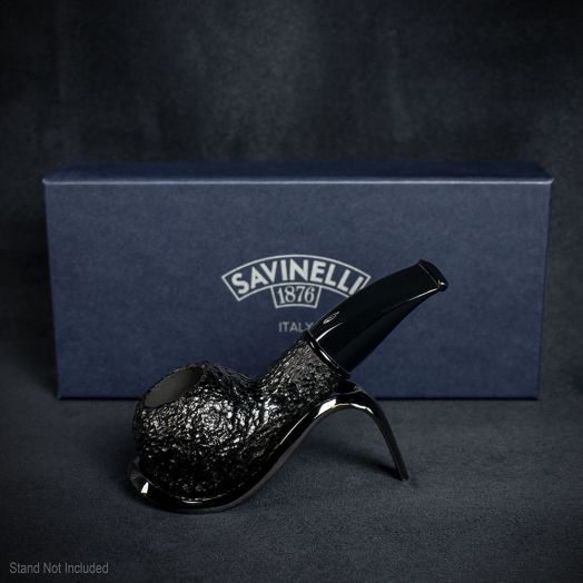 Savinelli Mini -  Black Rusticated Briar Smoking Pipe - Shape 321 (6mm)