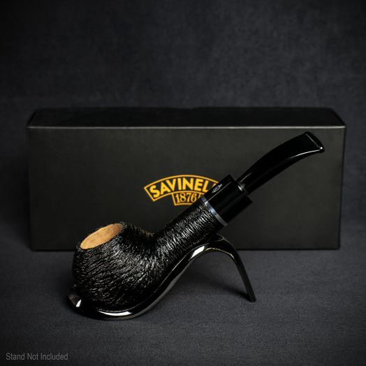 Savinelli Otello Black Rusticated Briar Pipe - Shape 321 (6mm)